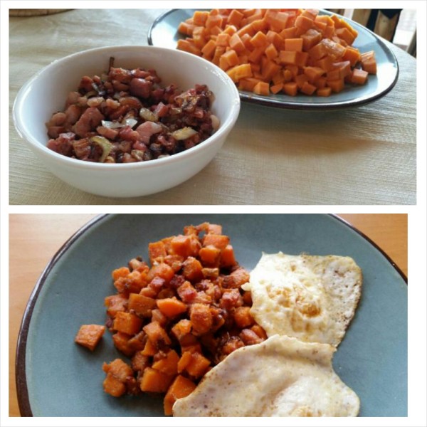 Sweet Potato and Pancetta Hash; Gluten Free, Soy Free, Dairy Free, Nut