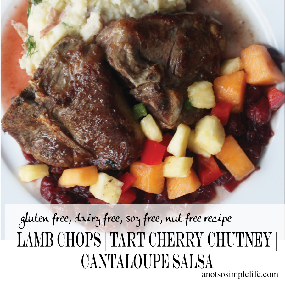 Lamb Chops with Cherry Chutney and Cantaloupe Salsa