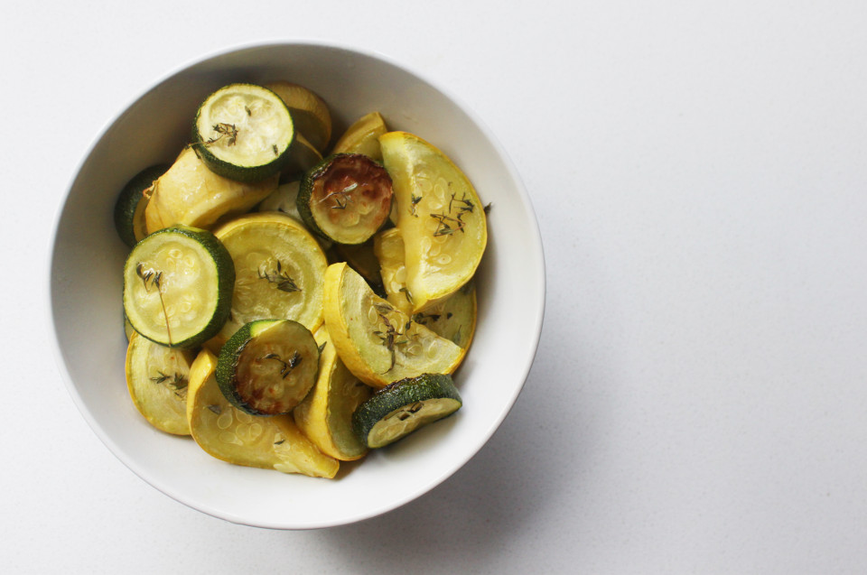 Roast Zucchini and Yellow Squash with Thyme; Gluten Free, Dairy Free, Soy Free, Nut Free Recipe | anotsosimplelife.com